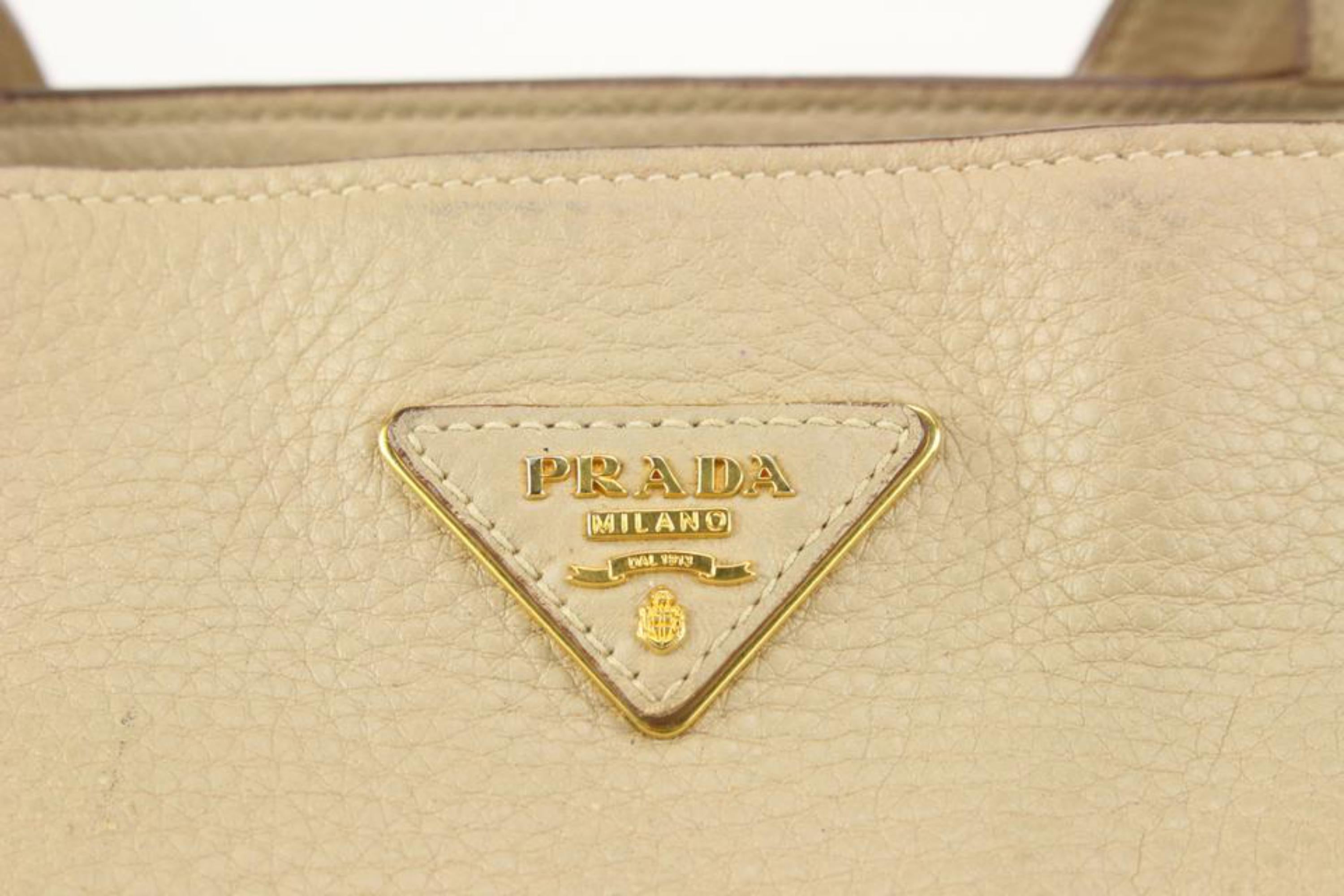 Prada Beige Daino Vitello Leather Shopper Tote Bag 1PR617a For Sale 6