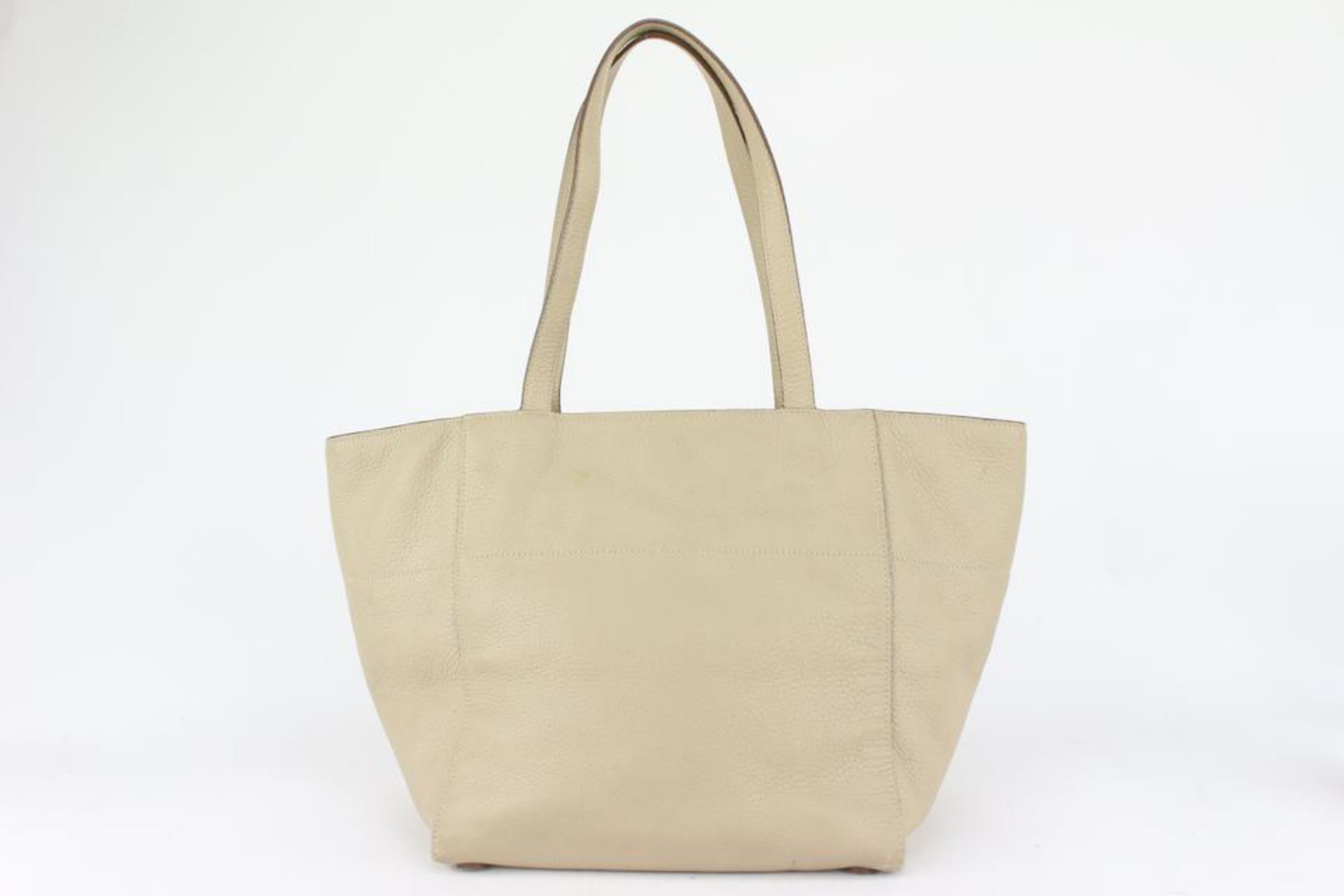 Women's Prada Beige Daino Vitello Leather Shopper Tote Bag 1PR617a For Sale
