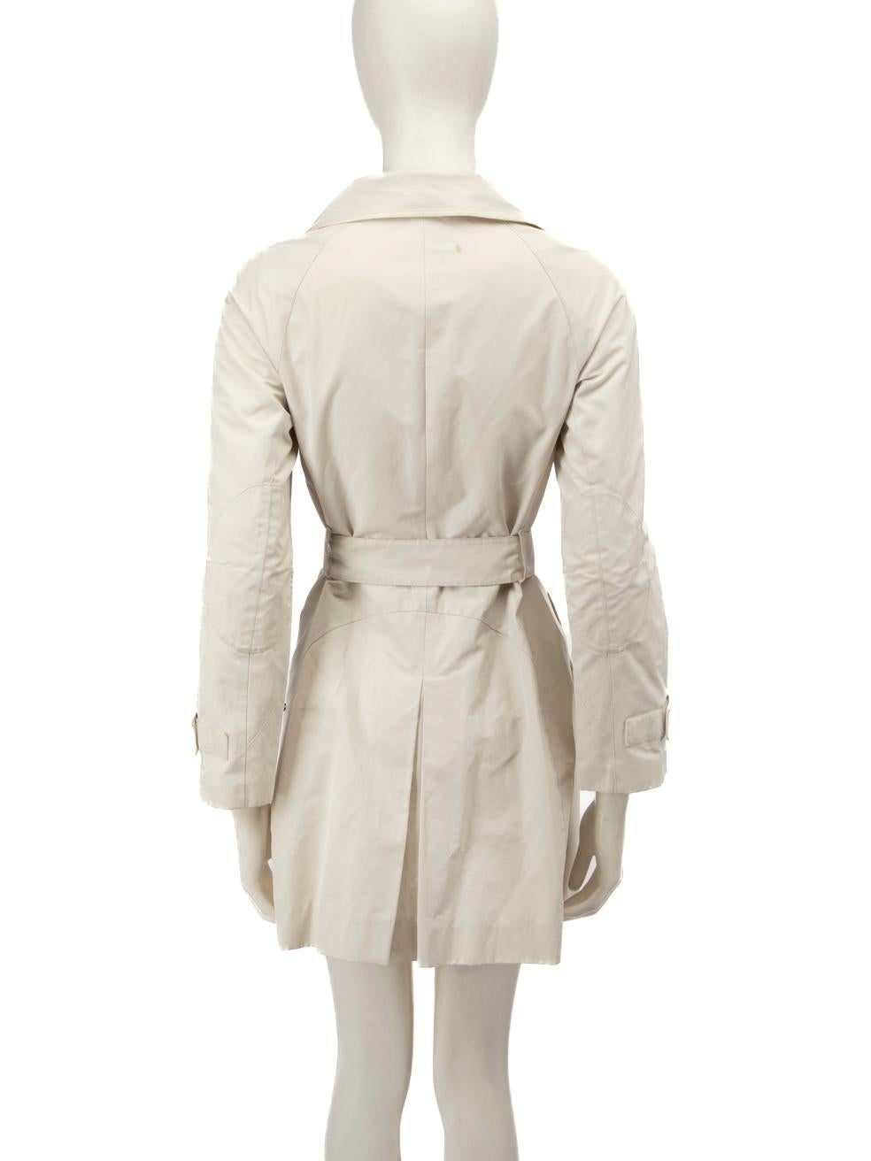 Prada Beige Double Breasted Mid Length Trench Coat Size XS In Good Condition In London, GB