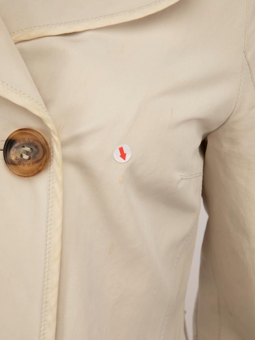 Prada Beige Double Breasted Mid Length Trench Coat Size XS 3