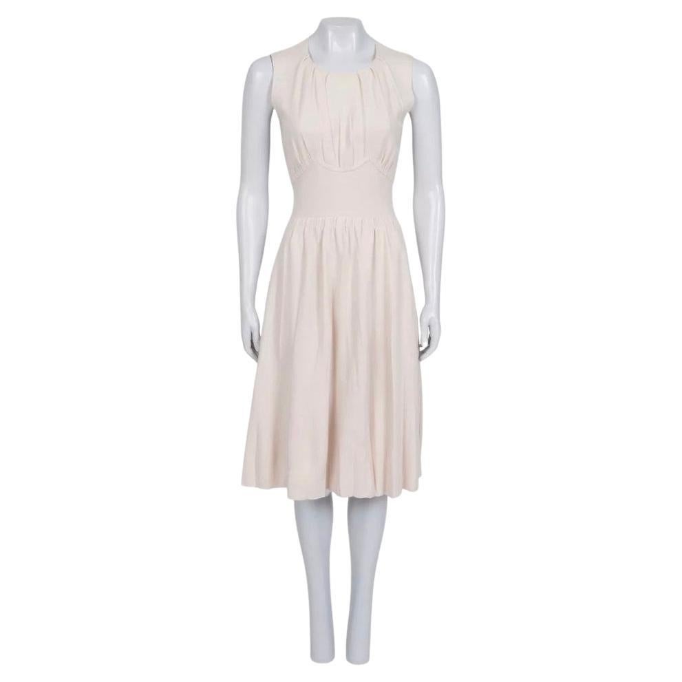 Prada Beige Fitted Wool Sleeveless Dress Size S