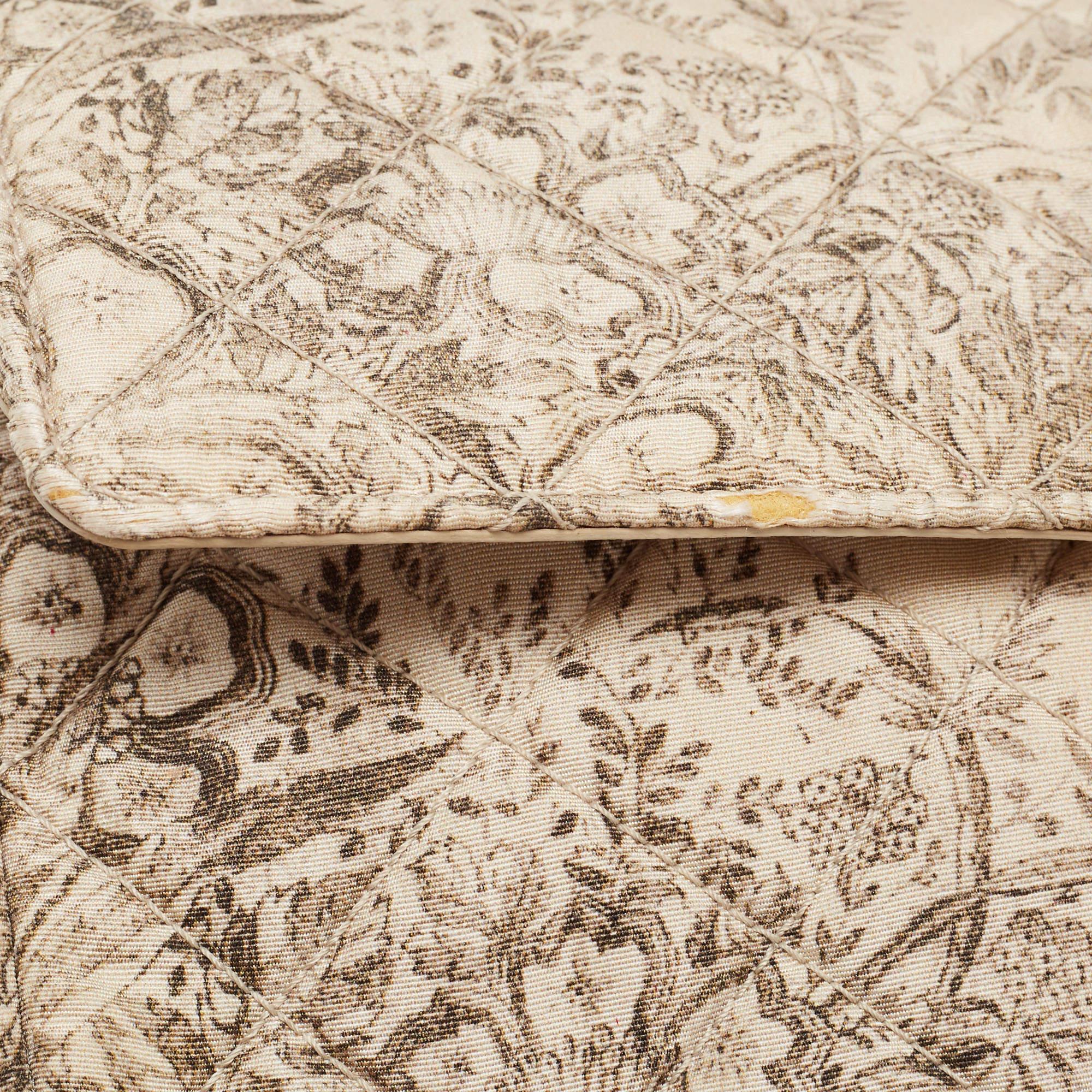 Prada Beige Floral Print Quilted Satin Flap Chain Bag 14