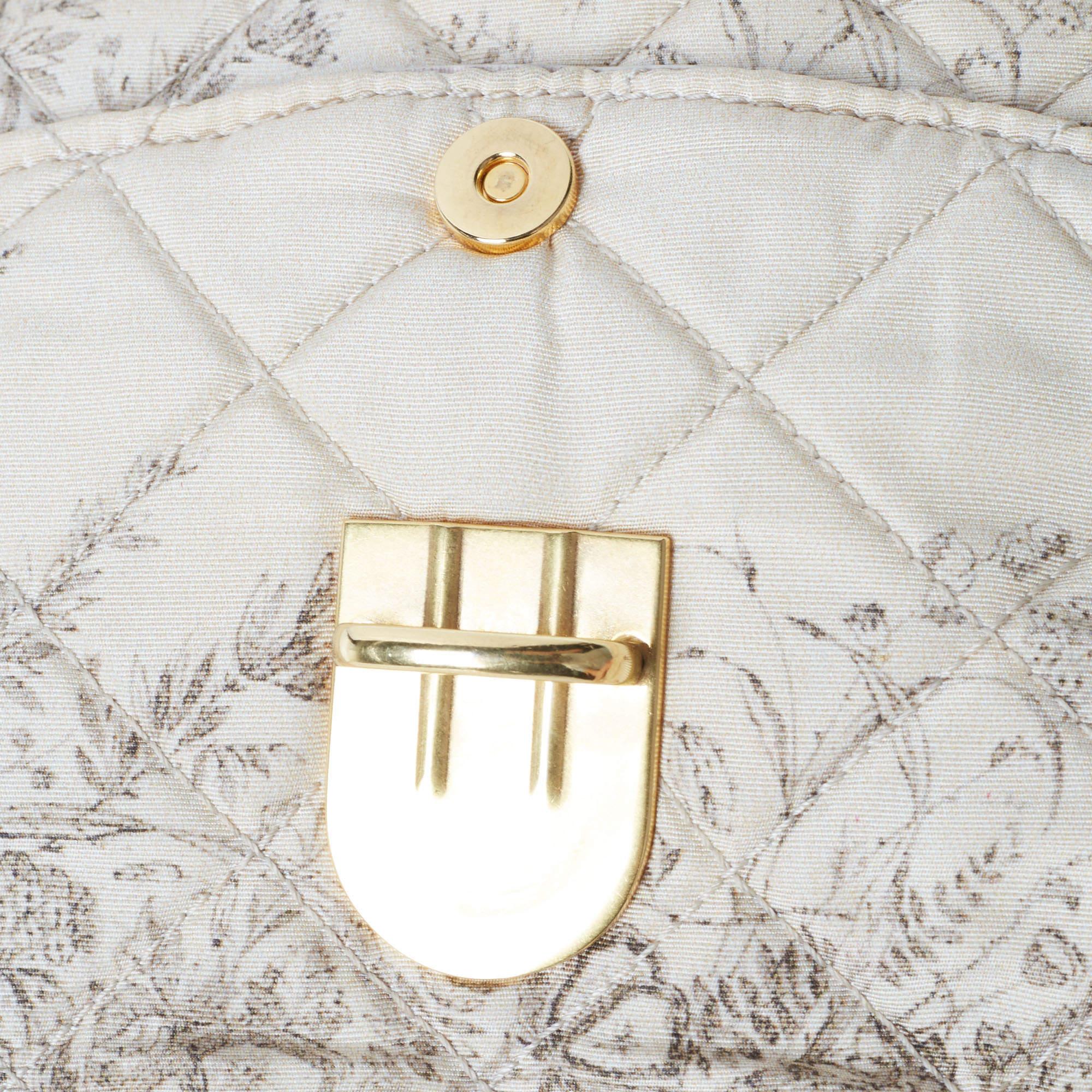 Prada Beige Floral Print Quilted Satin Flap Chain Bag 3