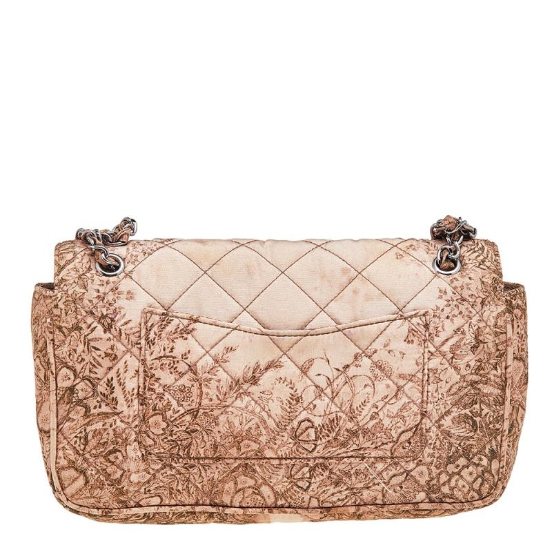 Prada Beige Floral Print Quilted Silk Flap Shoulder Bag 2