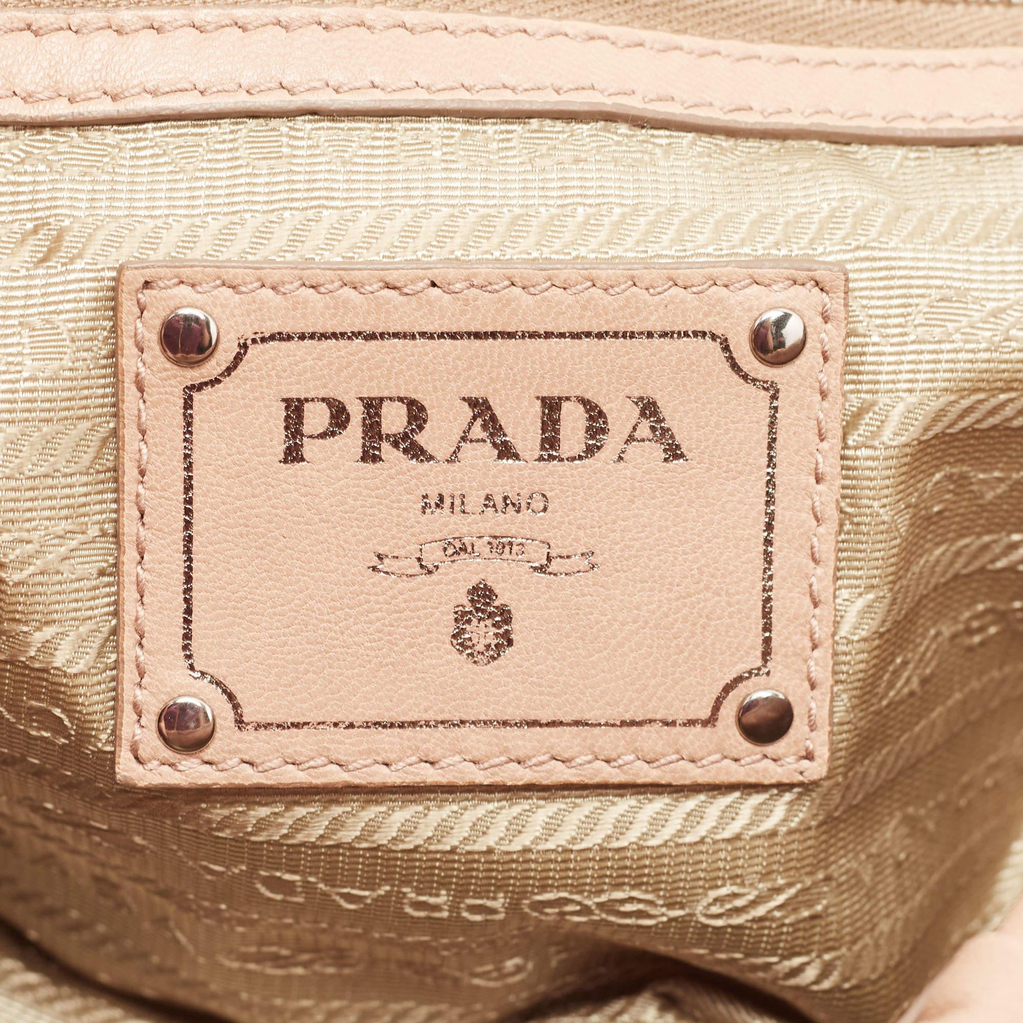 Prada Beige Gaufre Leather Logo Flap Chain Shoulder Bag 9
