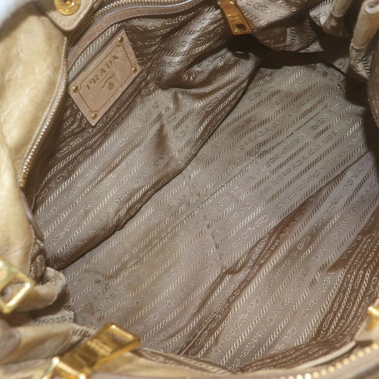 Prada Beige Glazed Leather 2way Tote 863480 For Sale 6