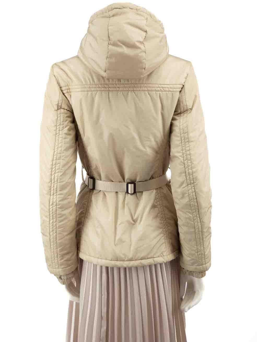 Prada Beige Hooded Shell Jacket Size S In Good Condition For Sale In London, GB