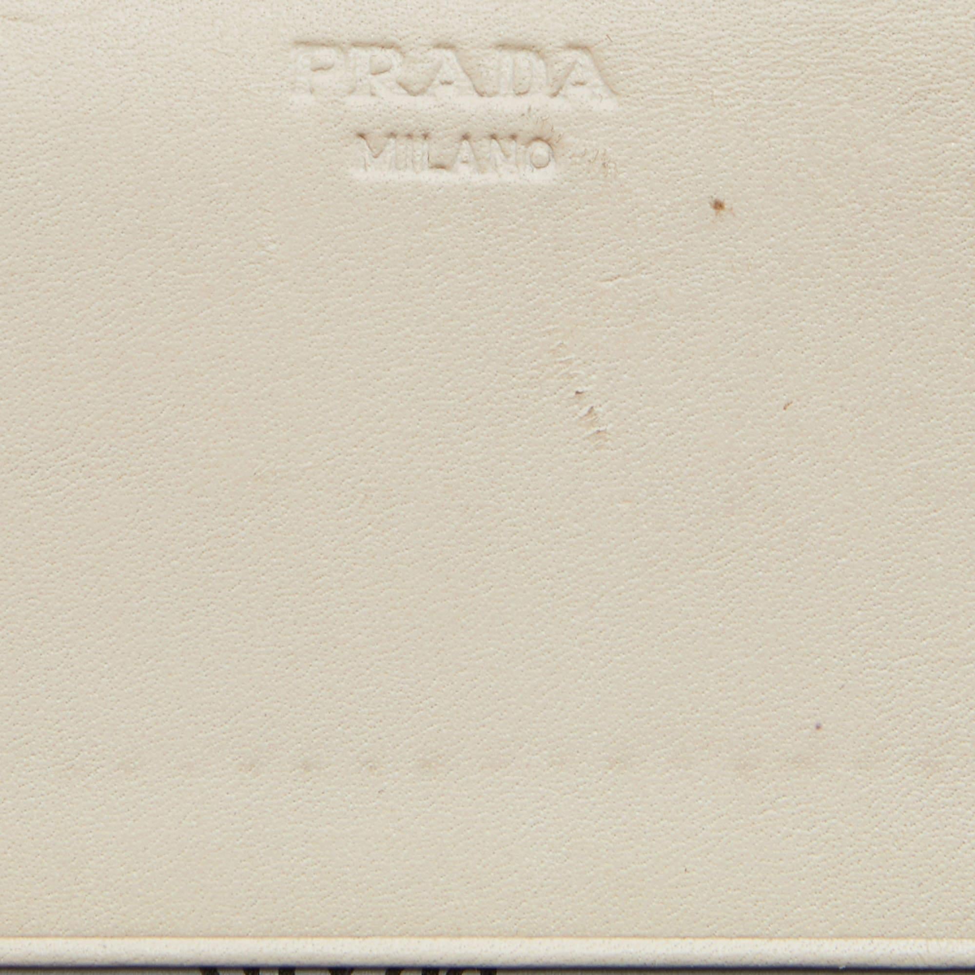 Prada Beige Jacquard Logo Canvas and Leather Flap Continental Wallet 4