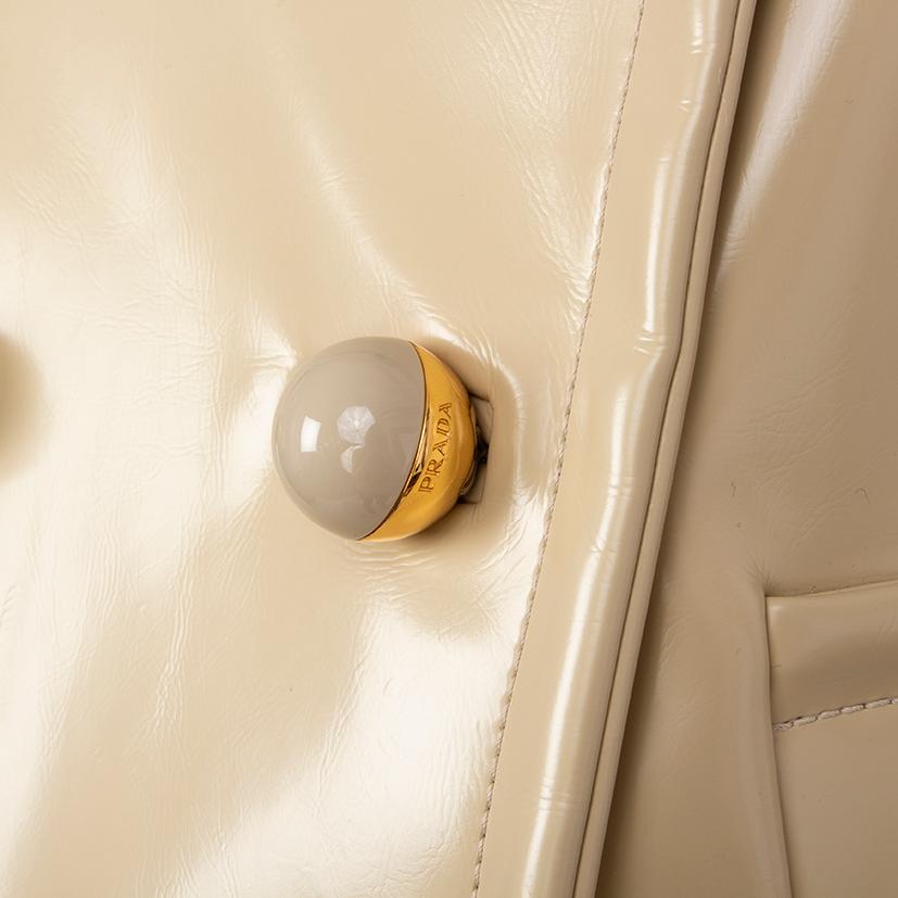 PRADA beige KNIT COLLAR VINYL Peacoat Coat Jacket 40 S 3