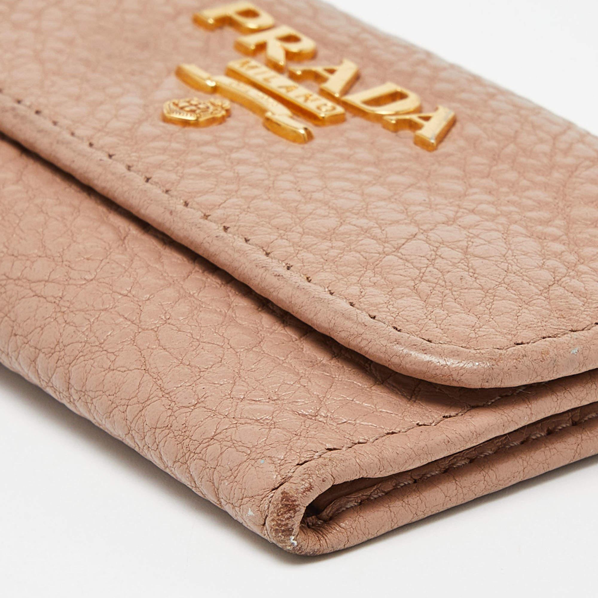 Prada Beige Leather 6 Rings Key Holder Case 6
