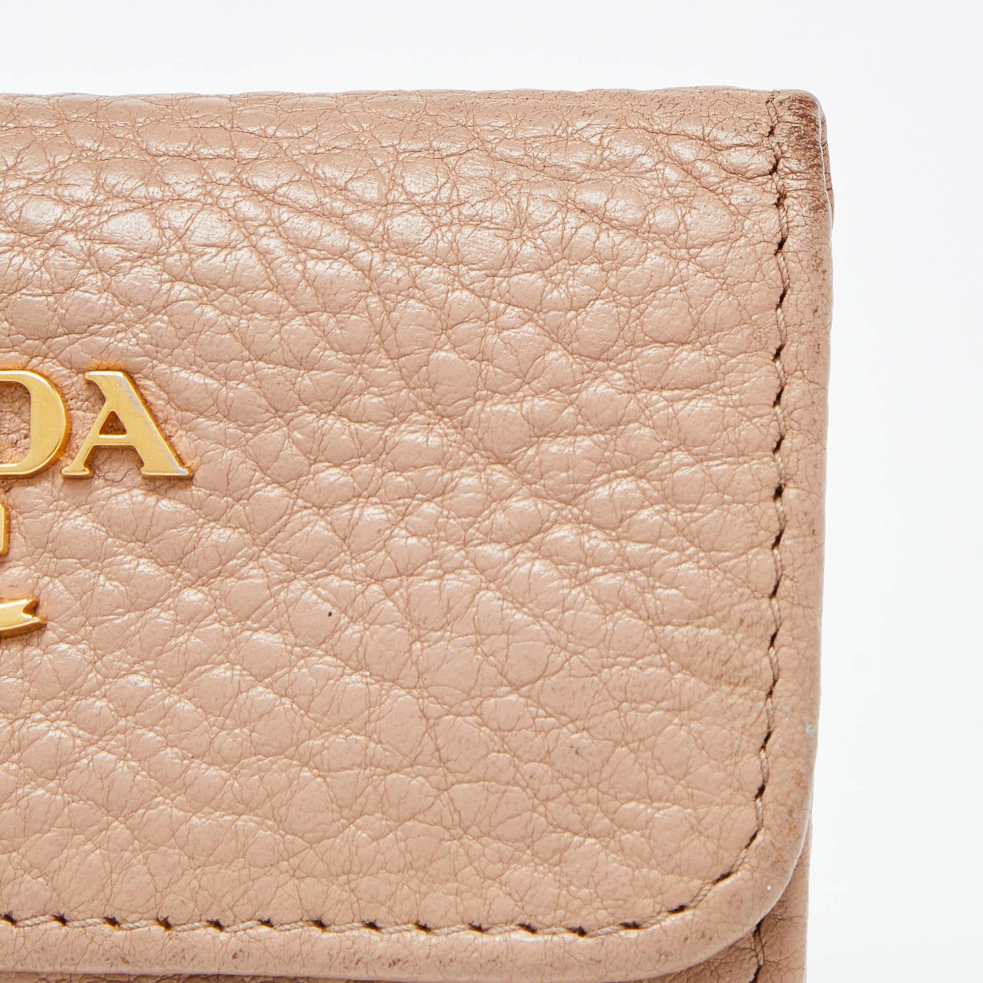 Prada Beige Leather 6 Rings Key Holder Case 1