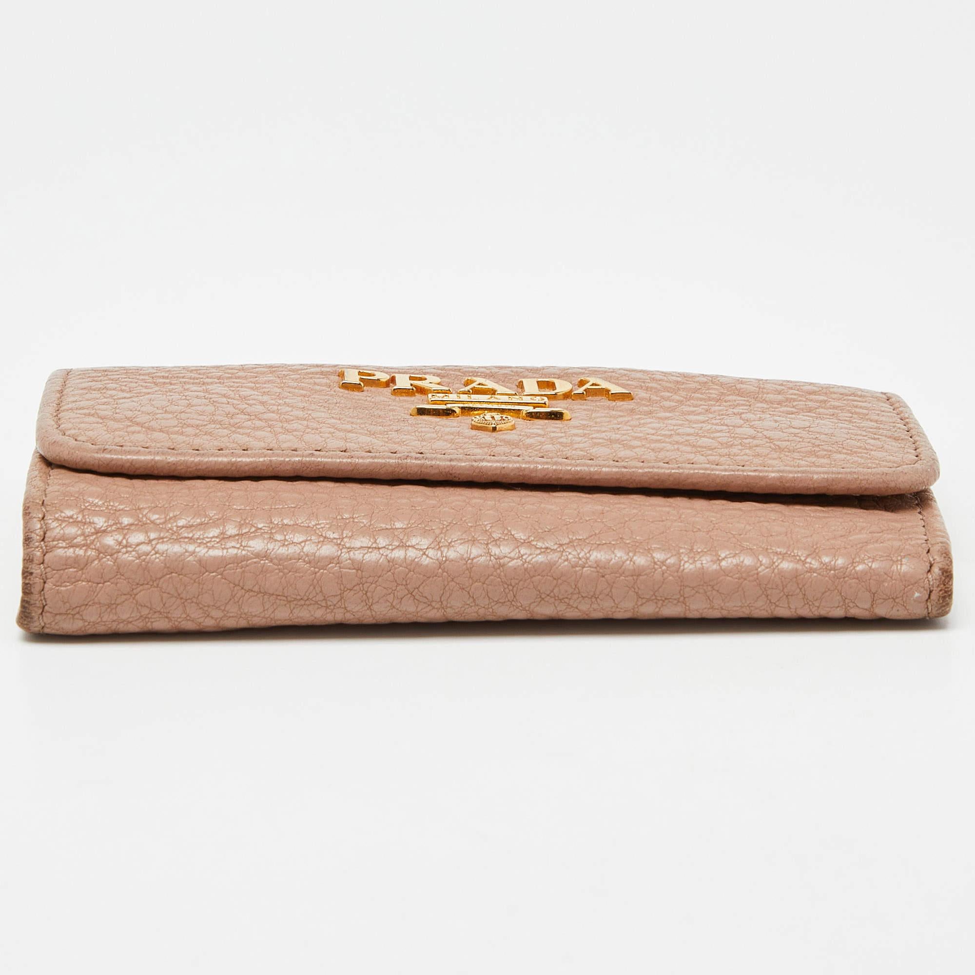 Prada Beige Leather 6 Rings Key Holder Case 3