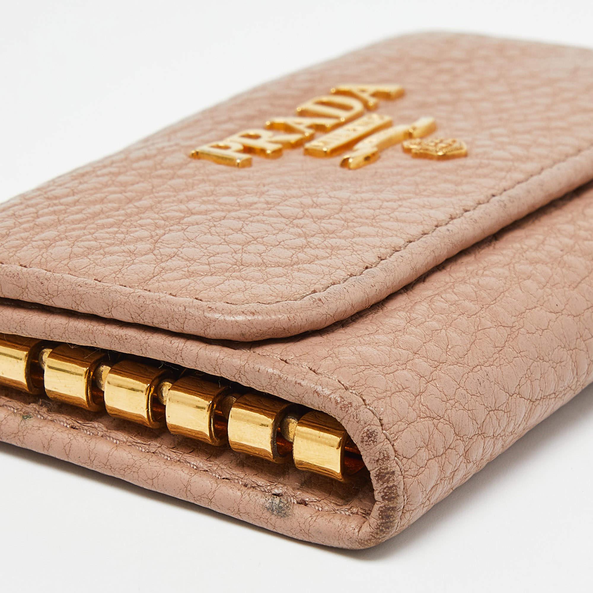 Prada Beige Leather 6 Rings Key Holder Case 5