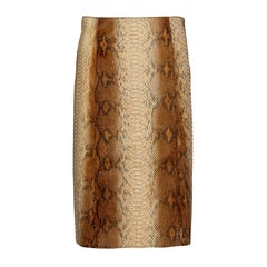 Jupe trapèze en cuir beige Prada