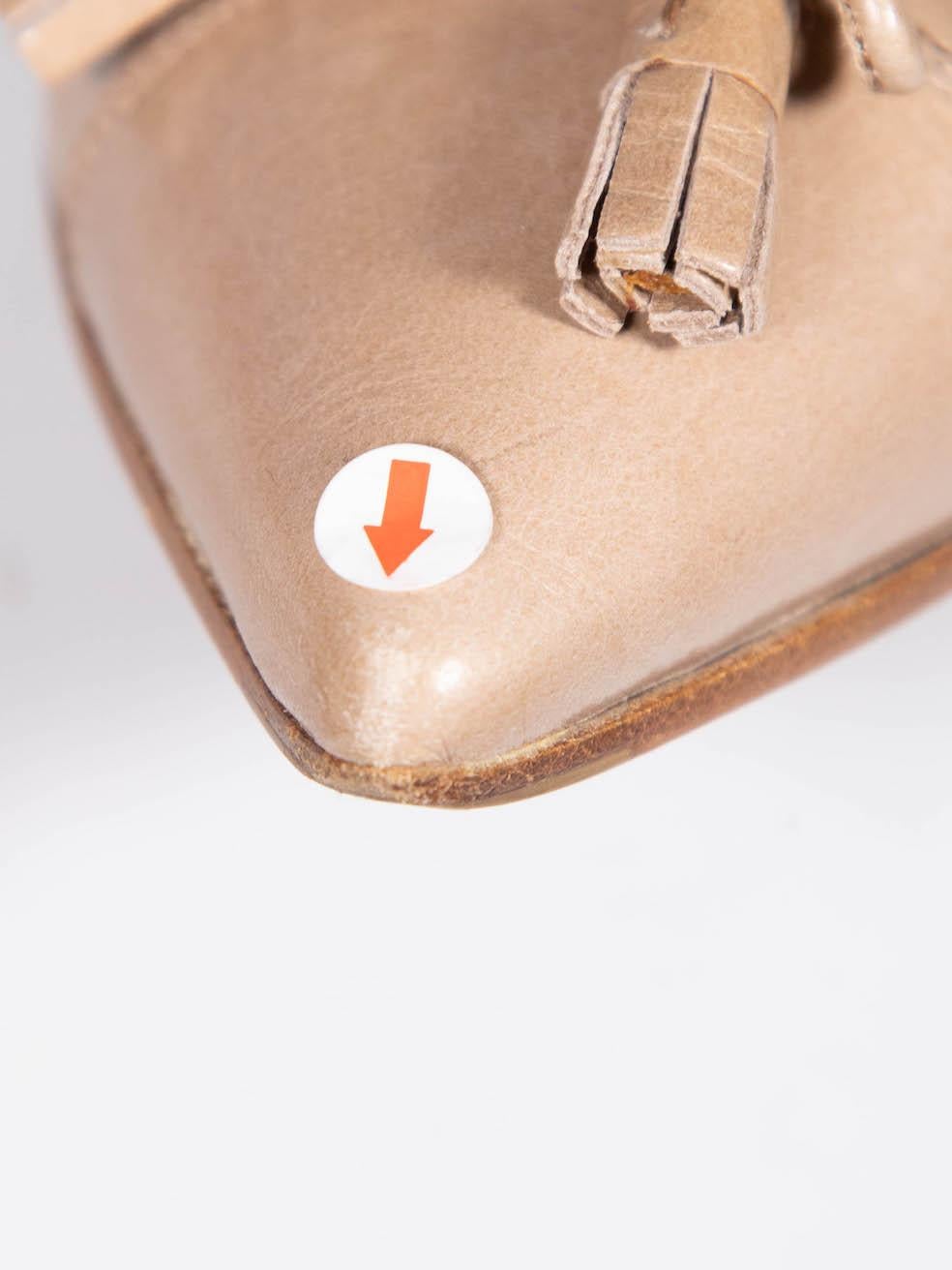 Prada Beige Leather Bow Detail Flats Size IT 37.5 2