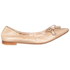 Prada Beige Leather Bow Detail Flats Size IT 37.5