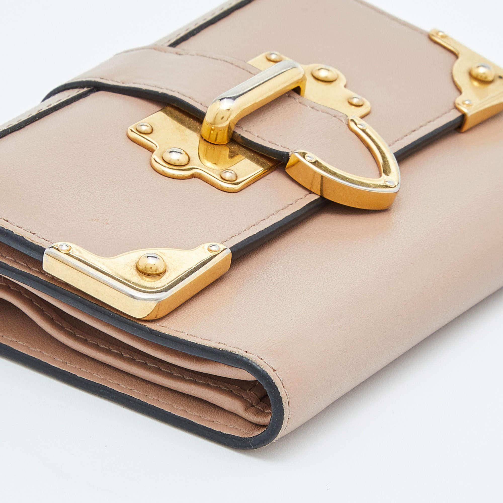 Prada Beige Leather Cahier Trifold Wallet 1