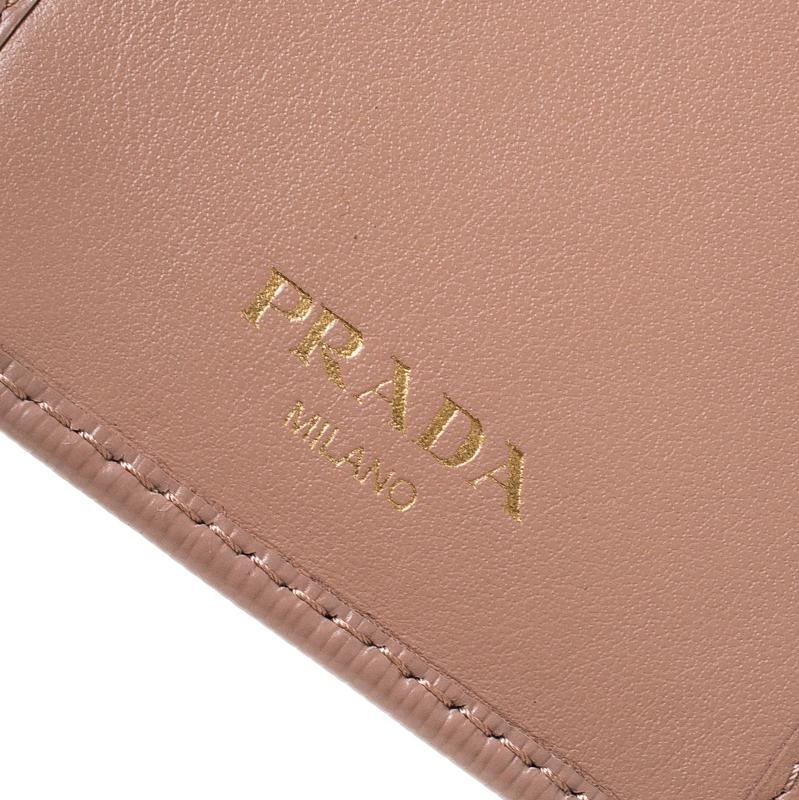 Prada Beige Leather Compact Wallet 6