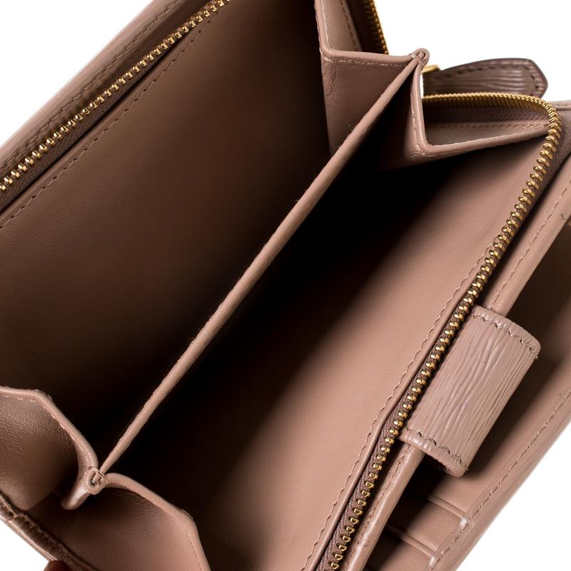Women's Prada Beige Leather Compact Wallet