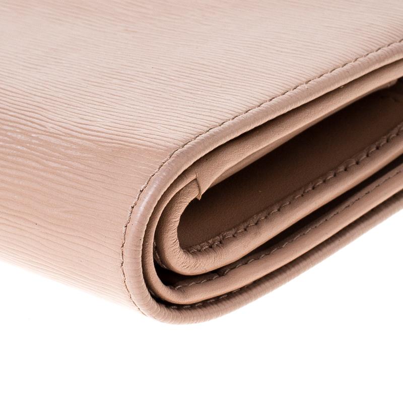 Prada Beige Leather Compact Wallet 1
