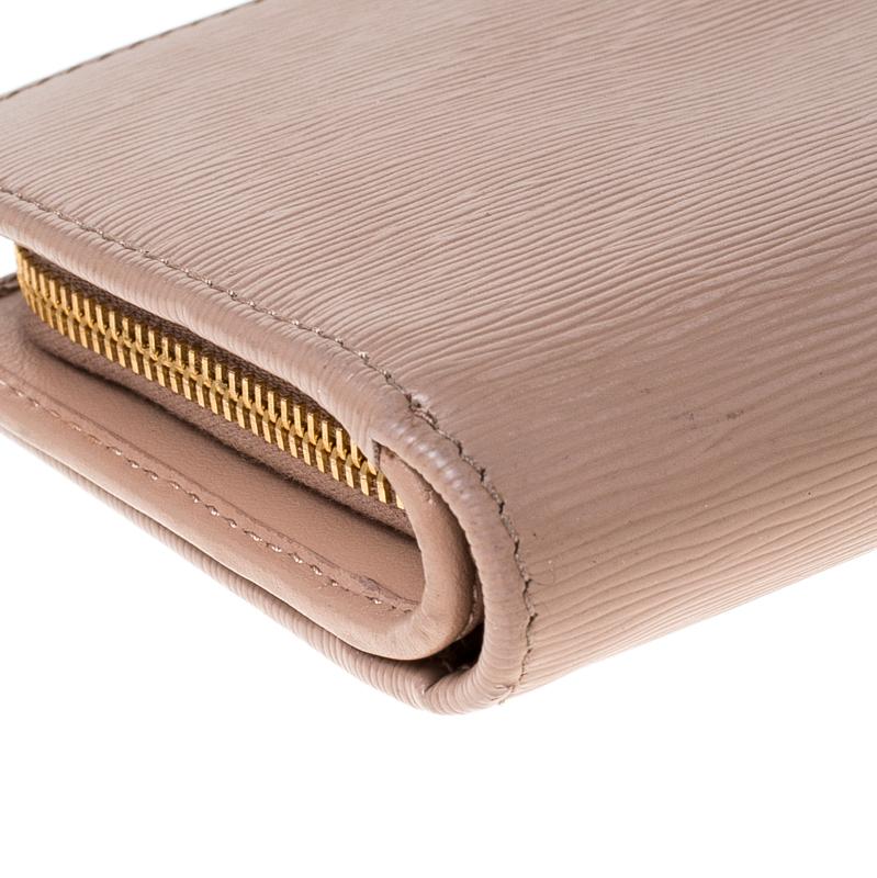 Prada Beige Leather Compact Wallet 3
