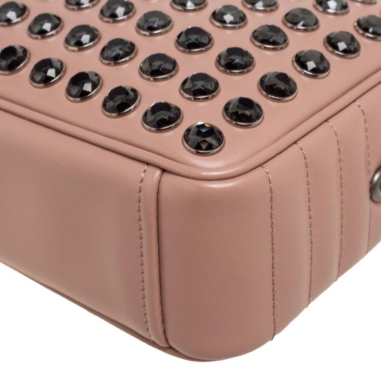 Prada Beige Leather Crystal Studded Camera Bag at 1stDibs