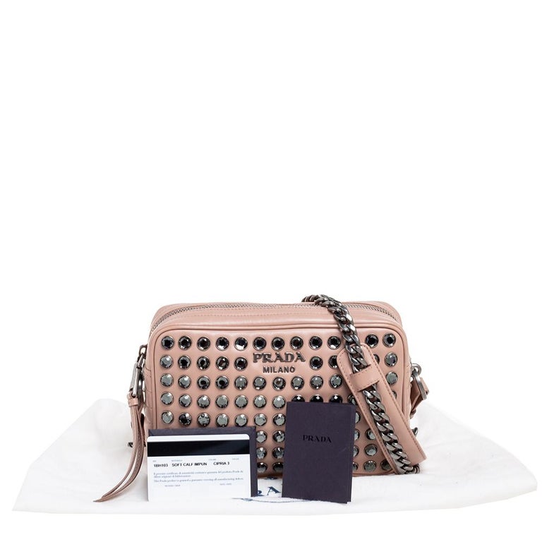 Prada Beige Leather Crystal Studded Camera Bag at 1stDibs