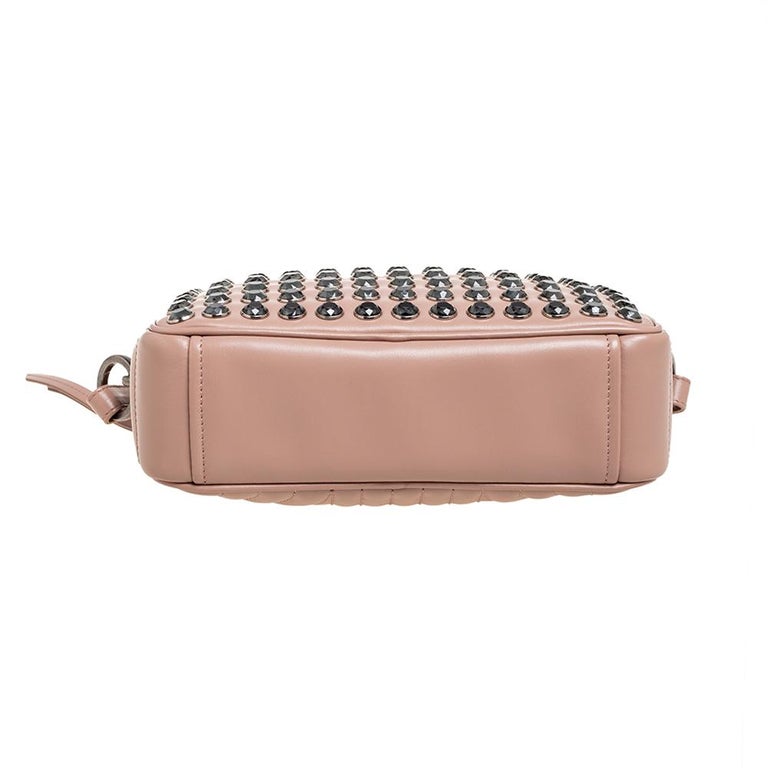 Prada Beige Leather Crystal Studded Camera Bag at 1stDibs