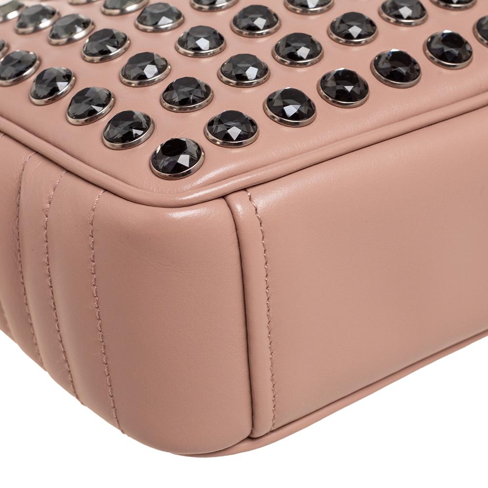 Prada Beige Leather Crystal Studded Camera Bag 4