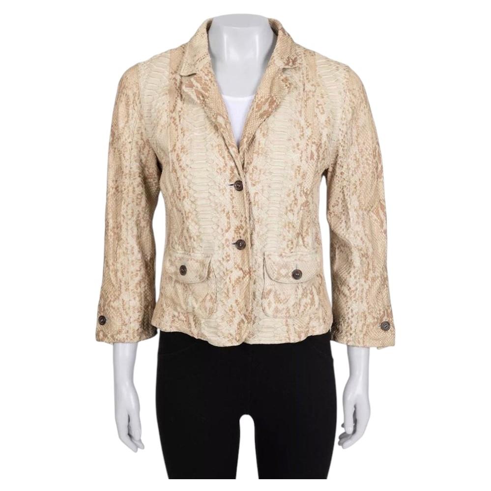 Prada Beige Leather Fitted Jacket L For Sale