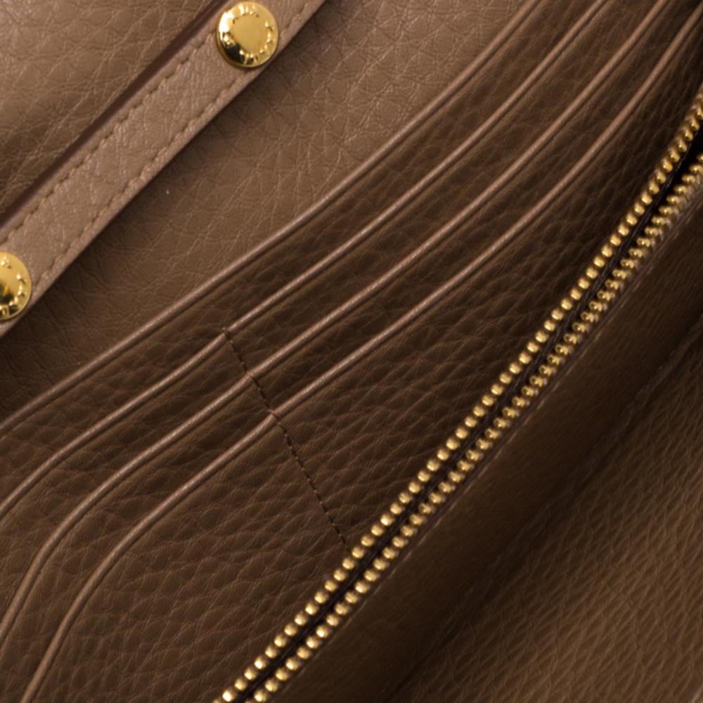 Prada Beige Leather Flap Wallet On Chain 2