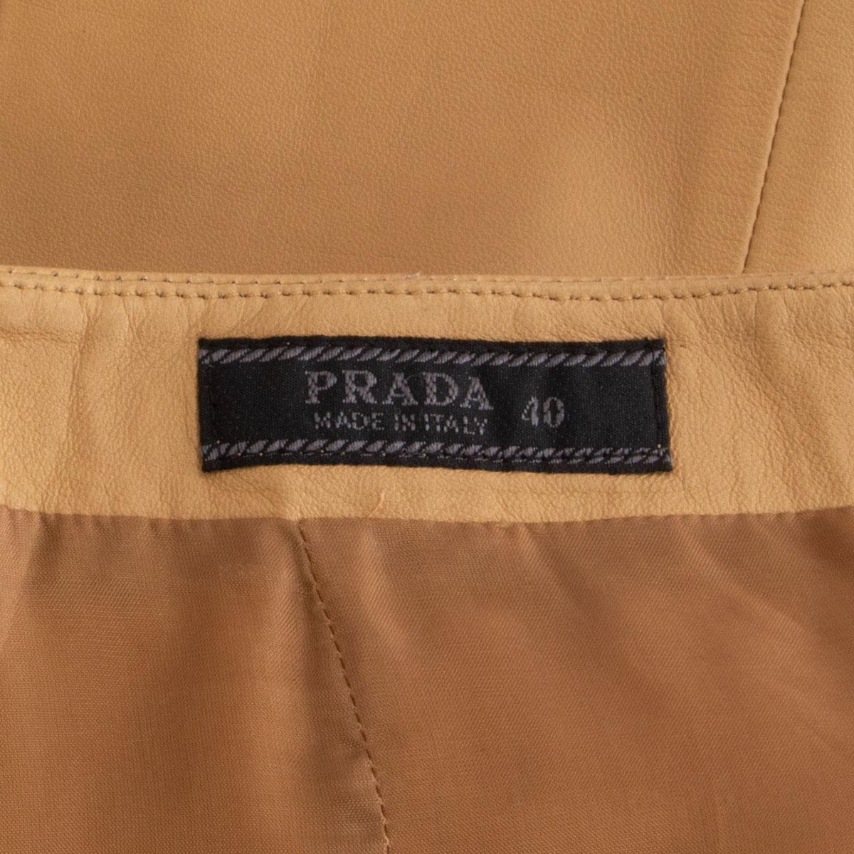Women's PRADA beige leather Flared Skirt 40 S For Sale