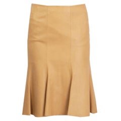 PRADA beige leather Flared Skirt 40 S