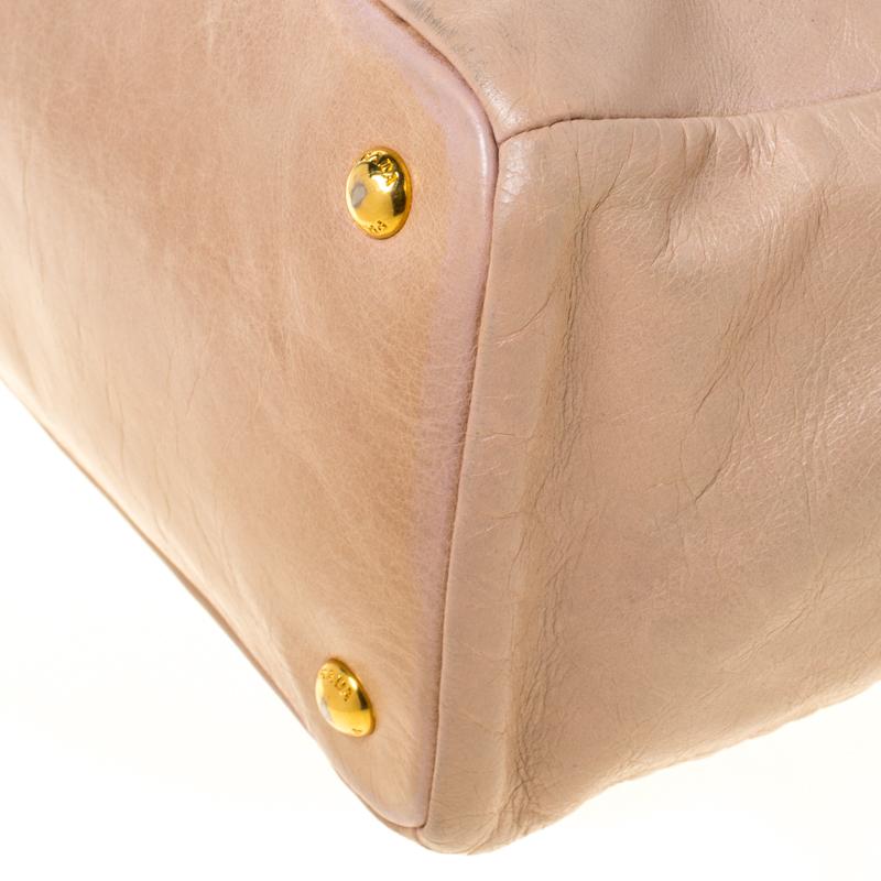 Prada Beige Leather Front Pocket Vitello Daino Tote 4