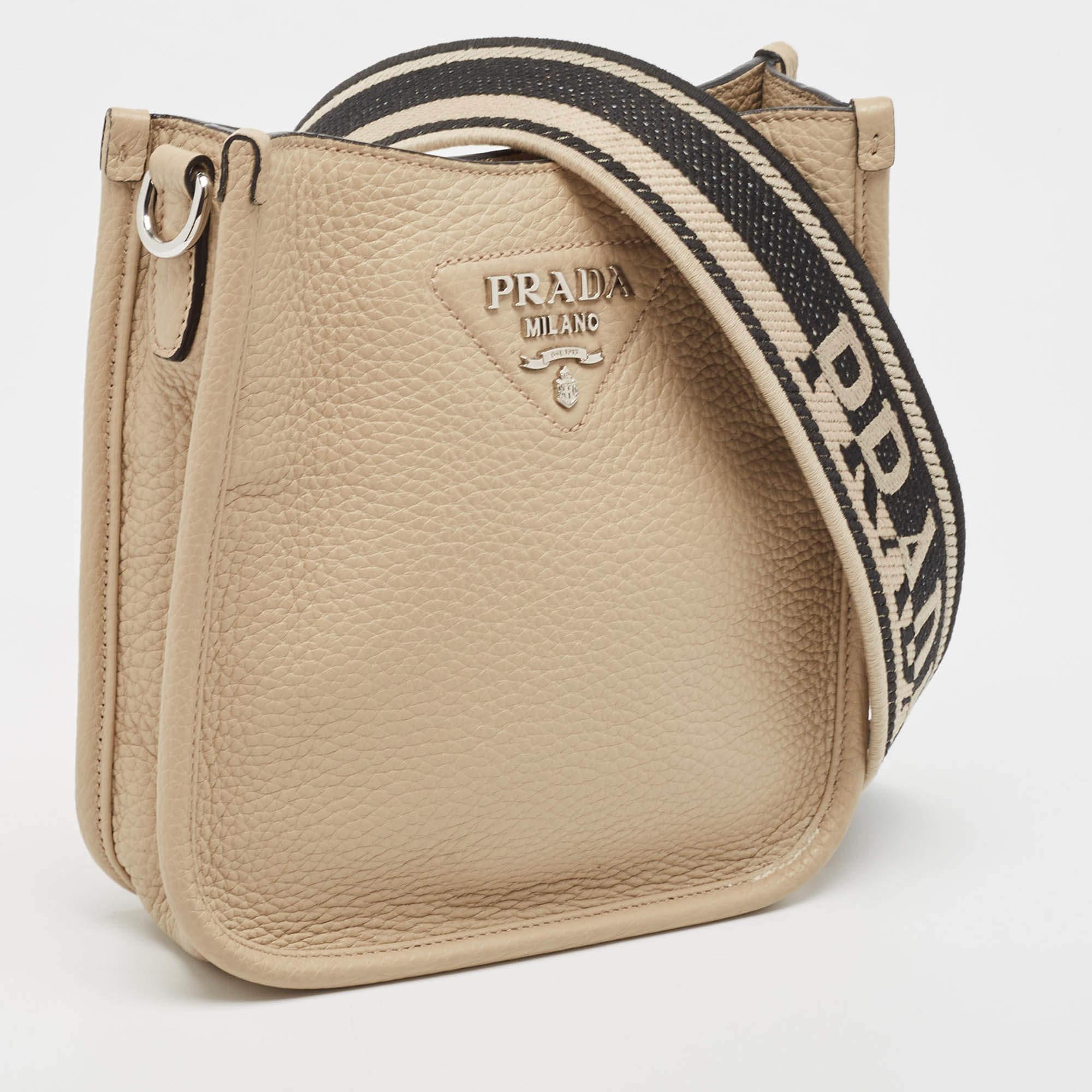 Women's Prada Beige Leather Mini Crossbody Bag
