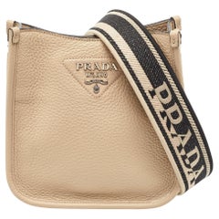 Prada Beige Leather Mini Crossbody Bag