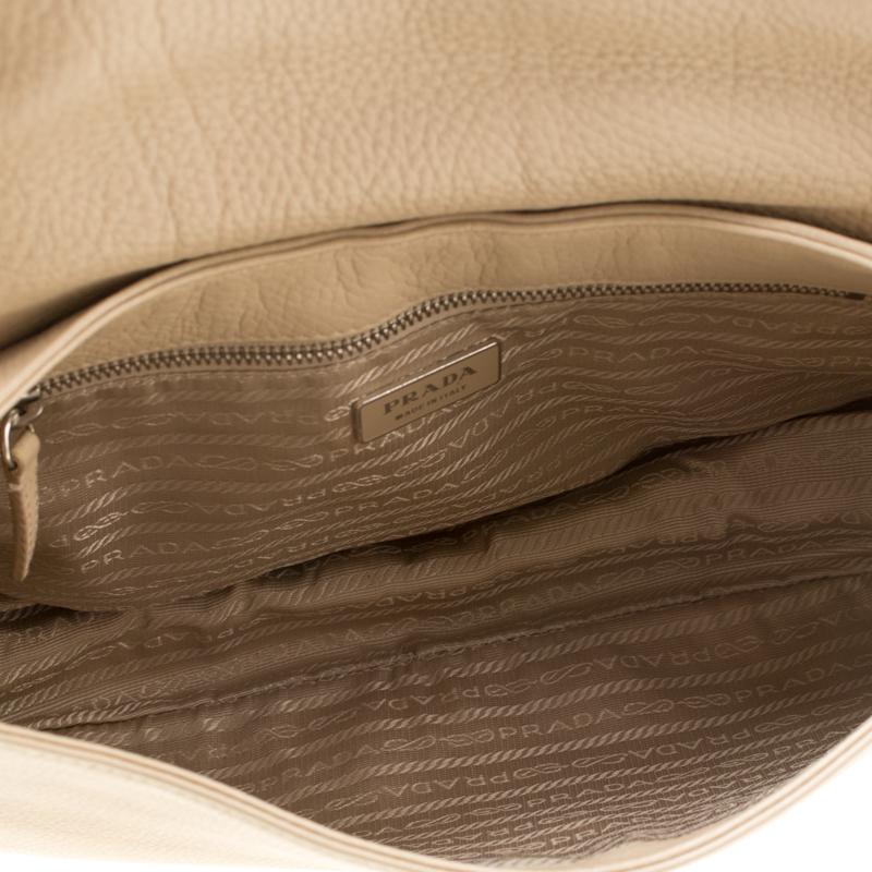 Prada Beige Leather Shoulder Bag 4