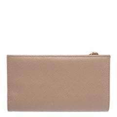 Prada Beige Leather Snap Continental Wallet