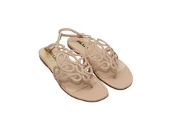 Prada Beige Leather Thong Sandals