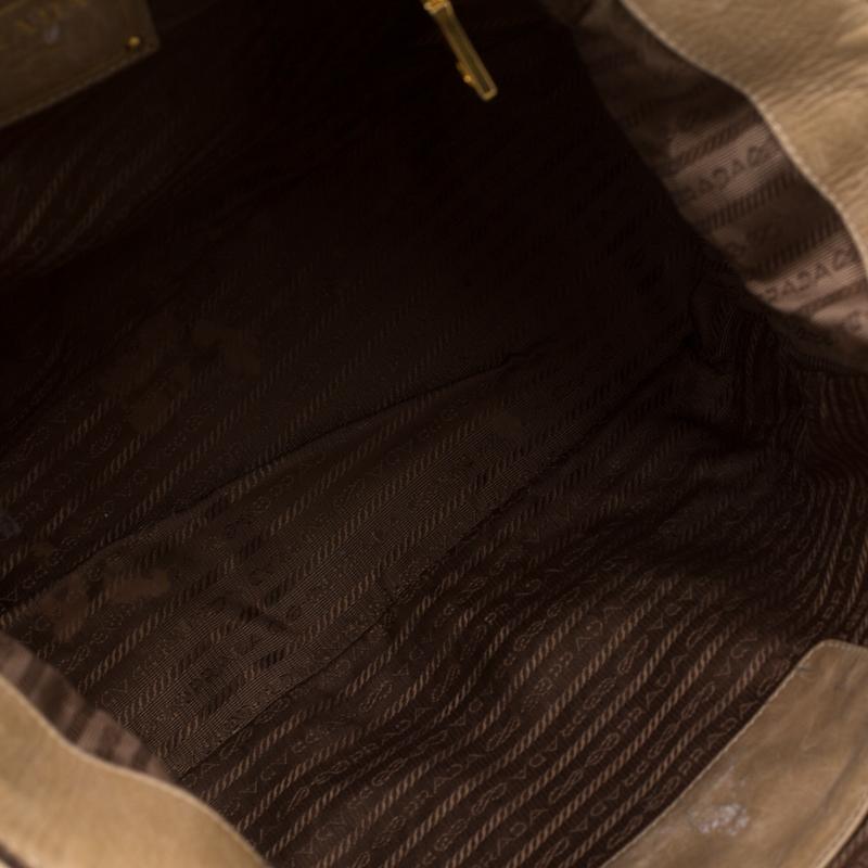 Prada Beige Leather Top Handle Bag 1