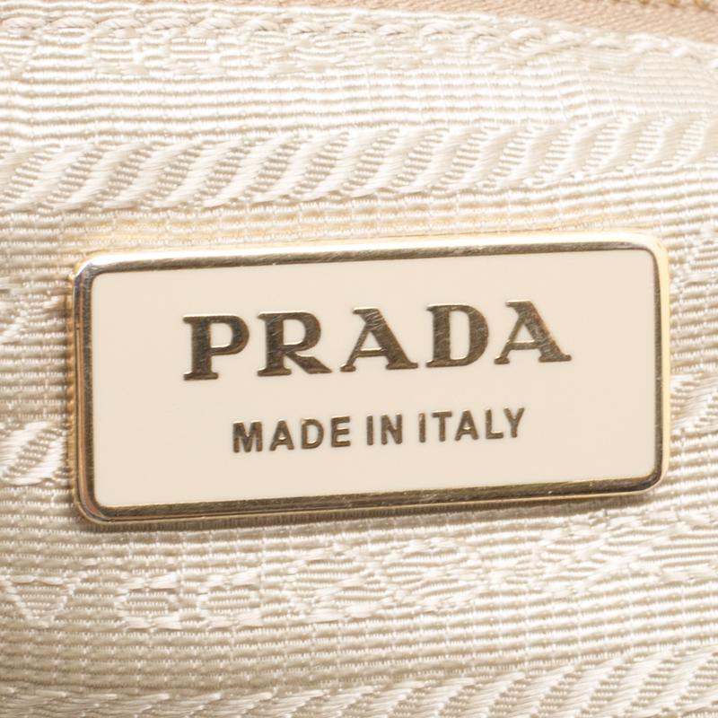 Prada Beige Leather Top Handle Bag 2