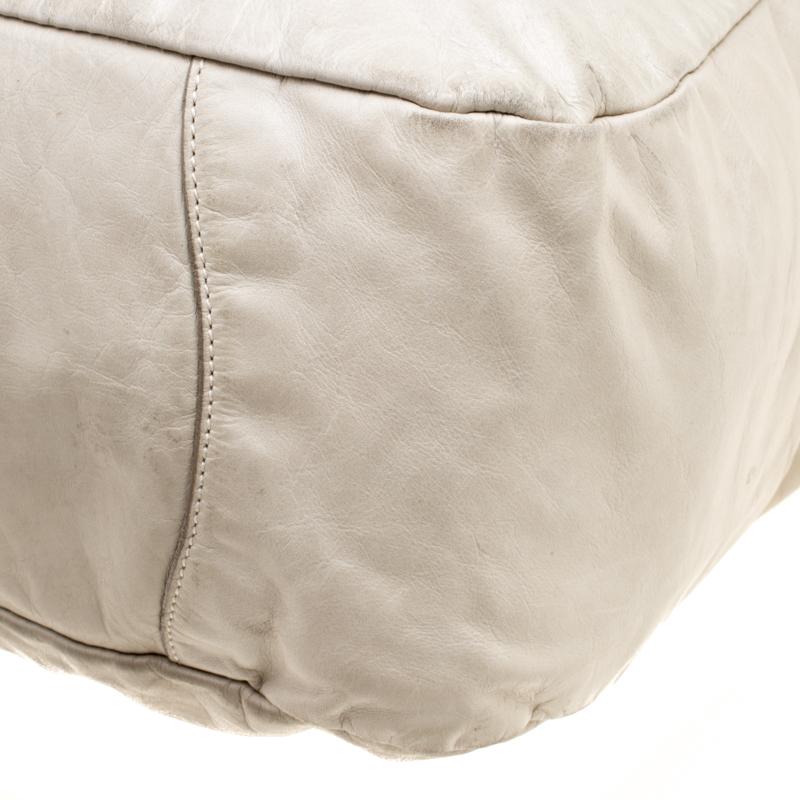 Prada Beige Leather Top Handle Bag 4