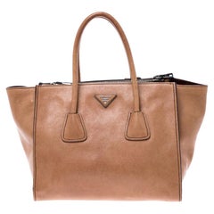 Prada Beige Leather Twin Pocket Tote