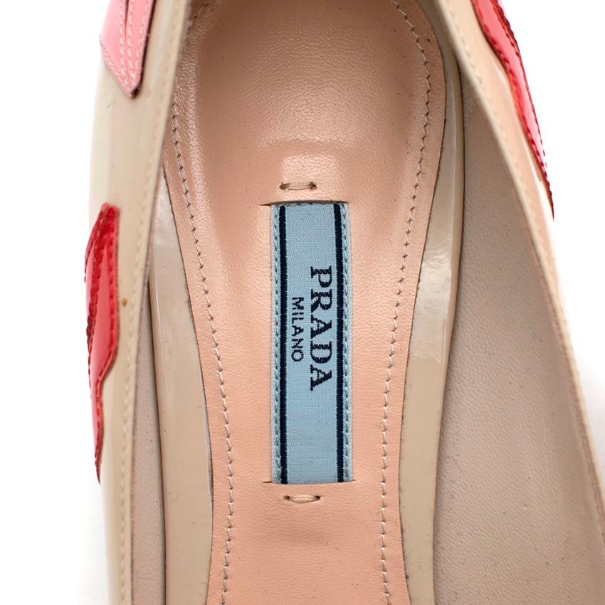 Prada Beige Lips Applique Kitten Pin Heel Pumps - Size 39 2