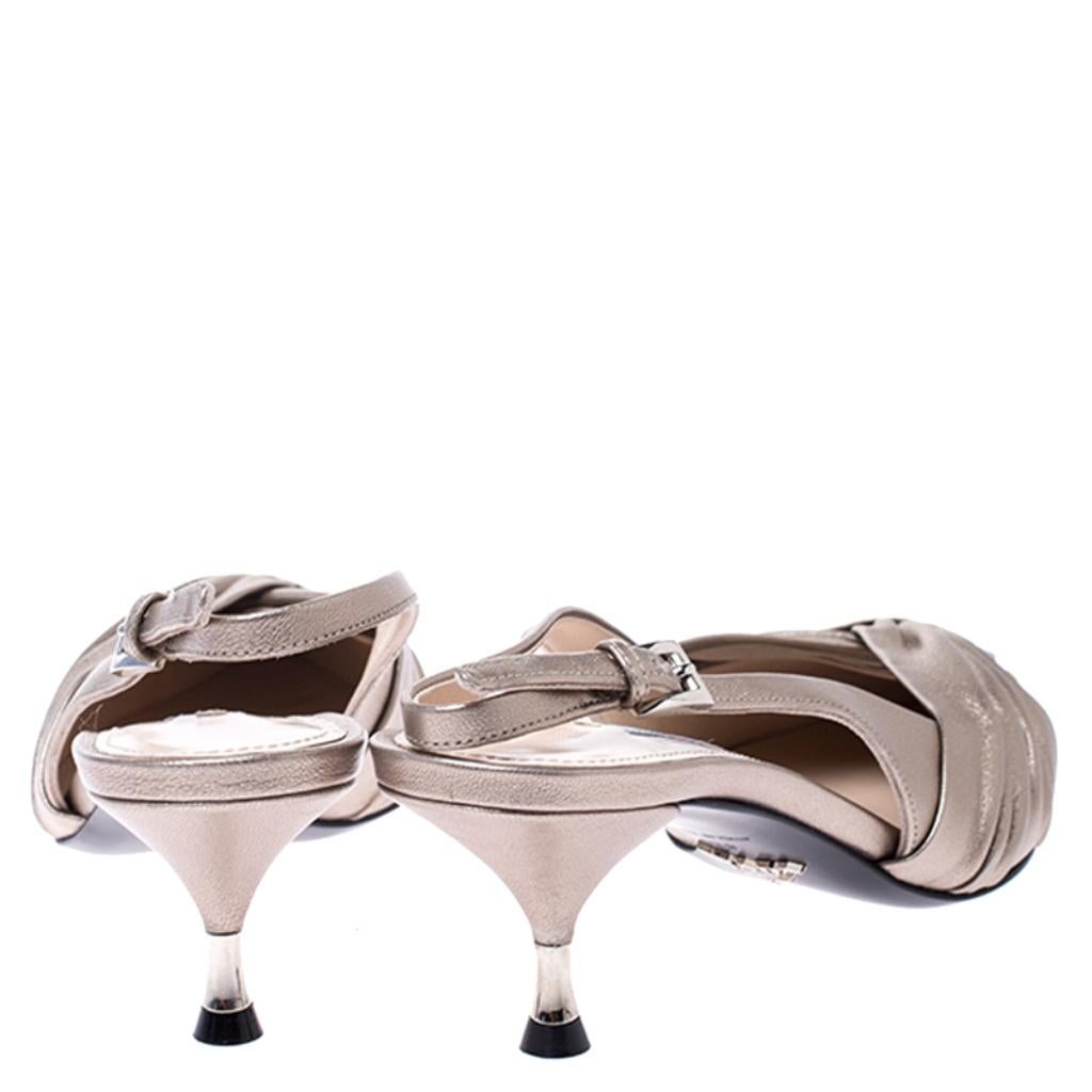 prada metallic leather slingback pumps