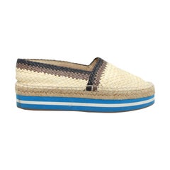 PRADA Beige & Multicolor Woven Raffia Espadrilles