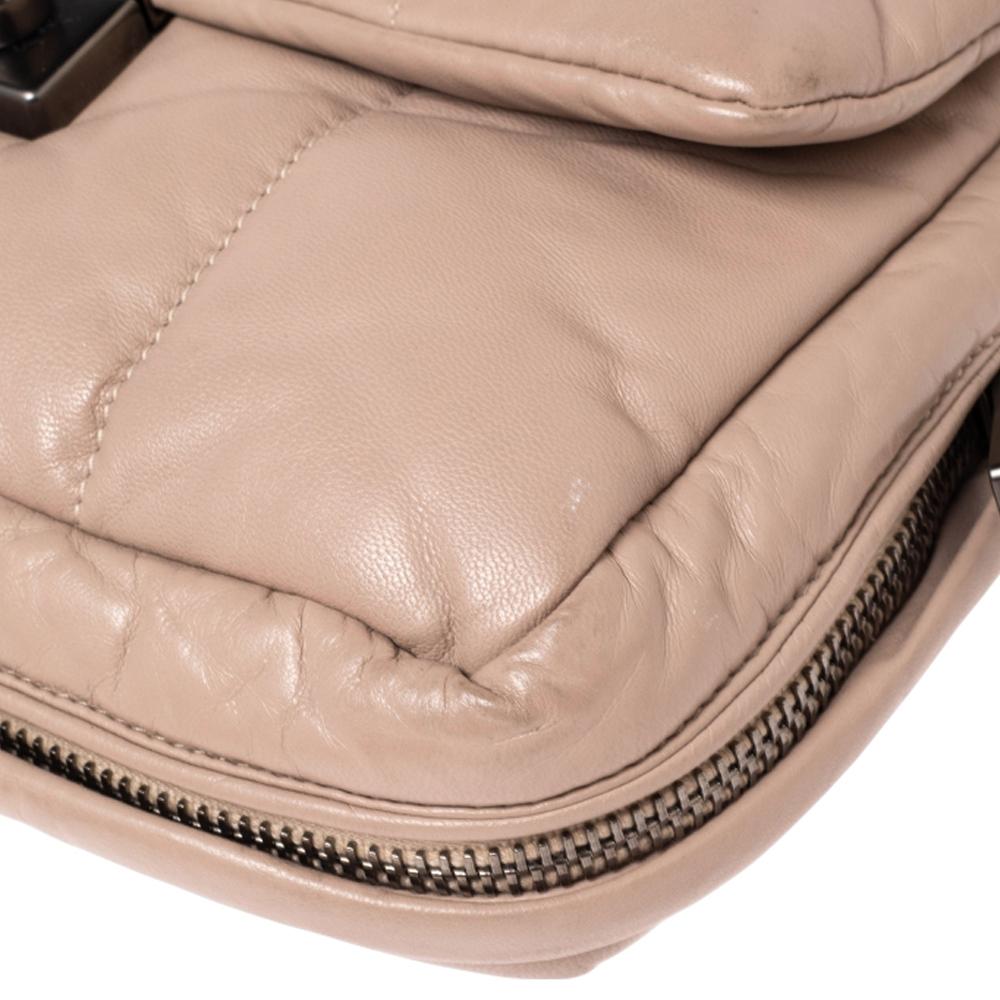 Prada Beige Nappa Leather Bomber Shoulder Bag 5