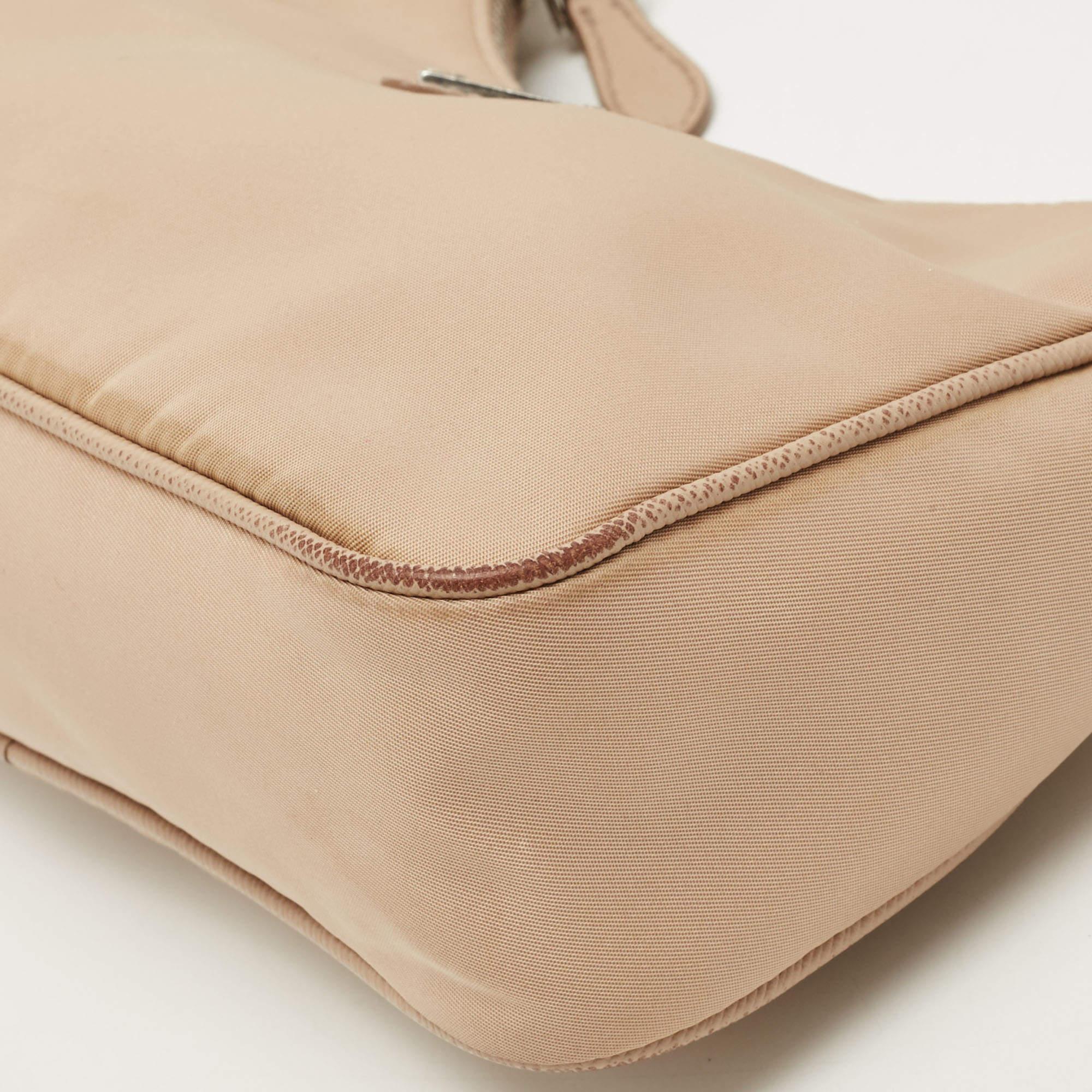 Prada Beige Nylon and Leather Re-Edition 2005 Baguette Bag 5