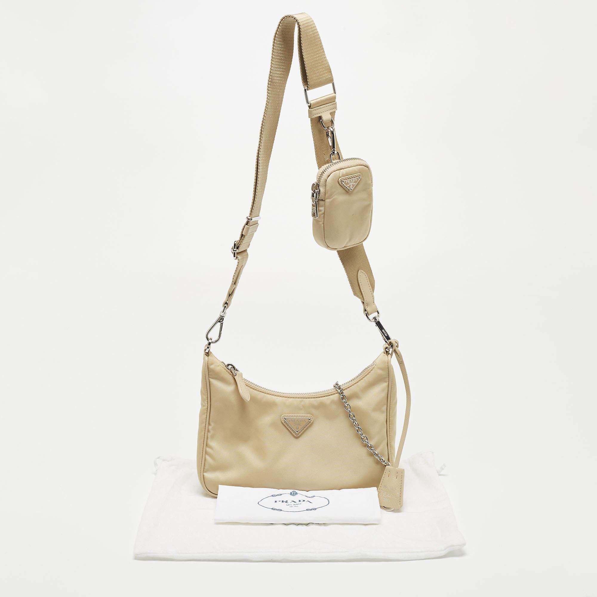 Prada Beige Nylon and Leather Re-Edition 2005 Baguette Bag 10