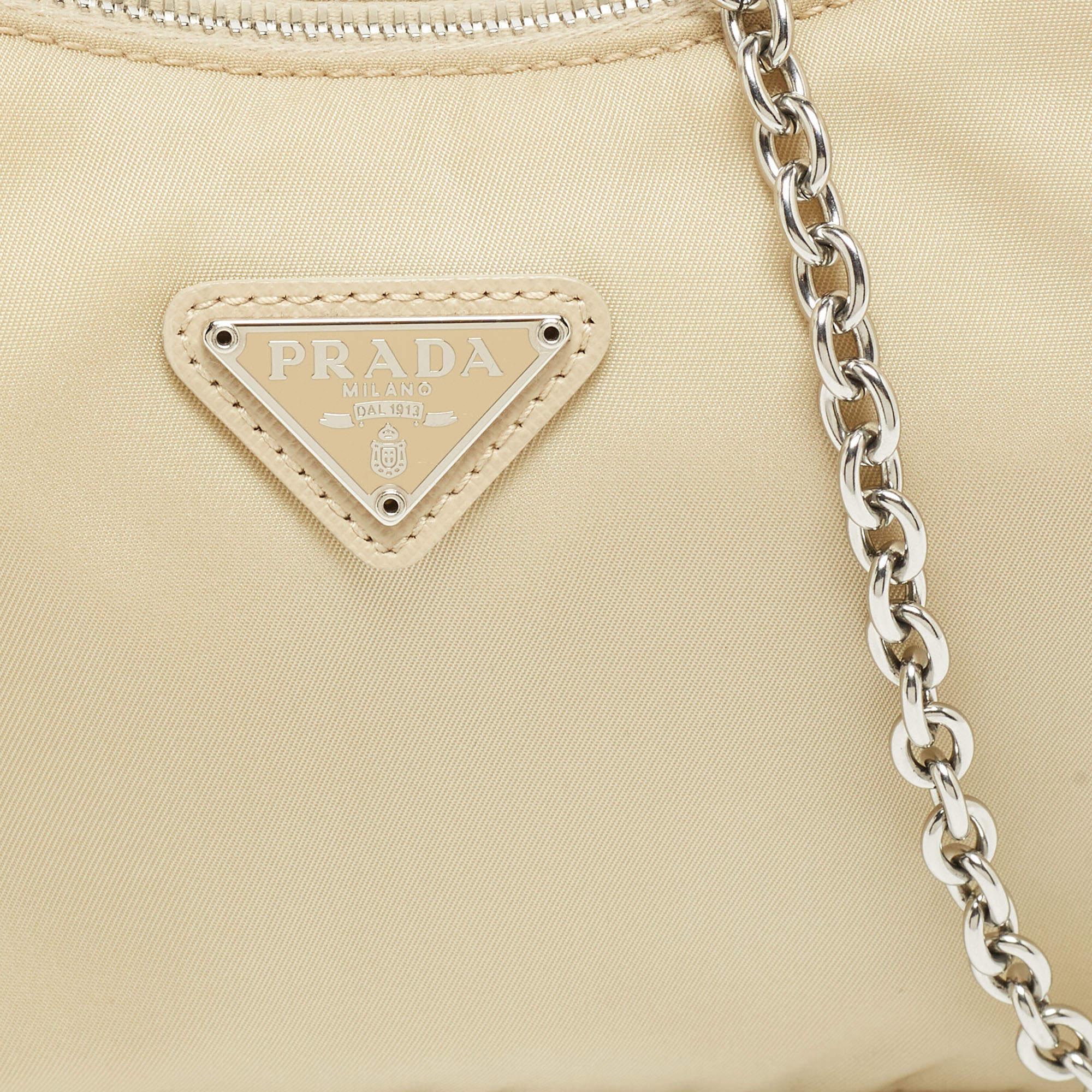 Prada Beige Nylon and Leather Re-Edition 2005 Baguette Bag 1